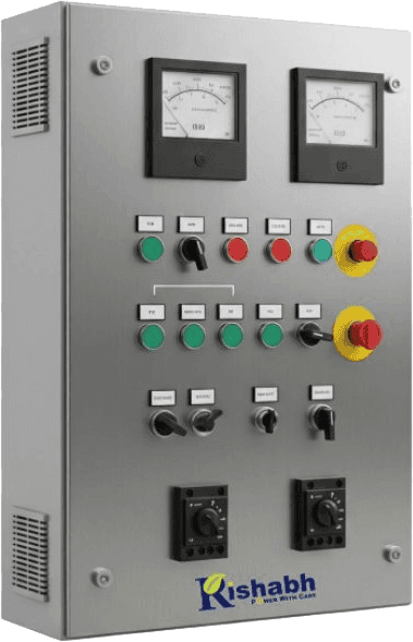 Rishabh genset control panel, stainless enclosure with analog metering