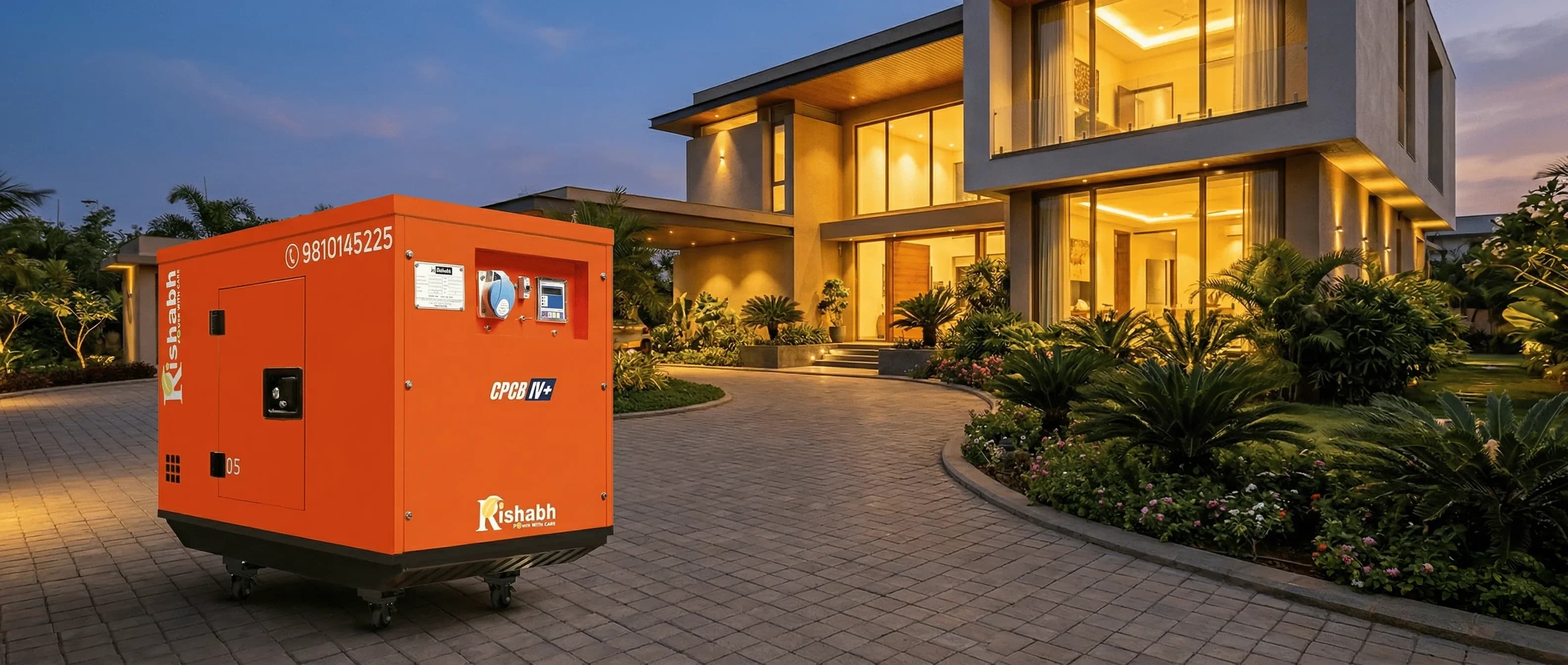 Silent diesel generator installed at a villa